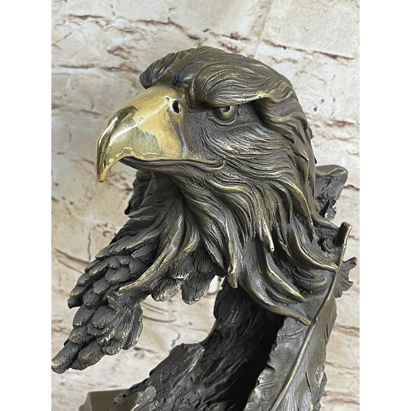 Original Life Size American Bald Eagle Bronze Bust Sculpture Extra Large Figure
