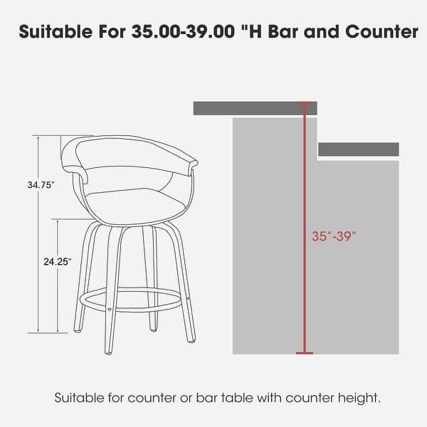 dimension image slide 3 of 6, Glitzhome Set of 2 or 4 Modern Counter & Bar Height Wooden Swivel Bar Stools