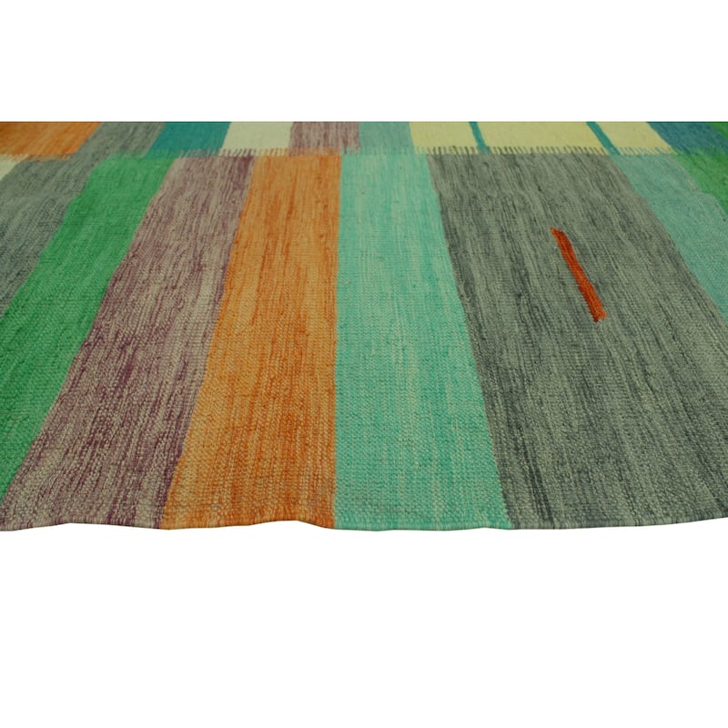 Hand-Woven Winchester Kilim Nilofer Blue/Red Rug - 6'8" x 9'9"