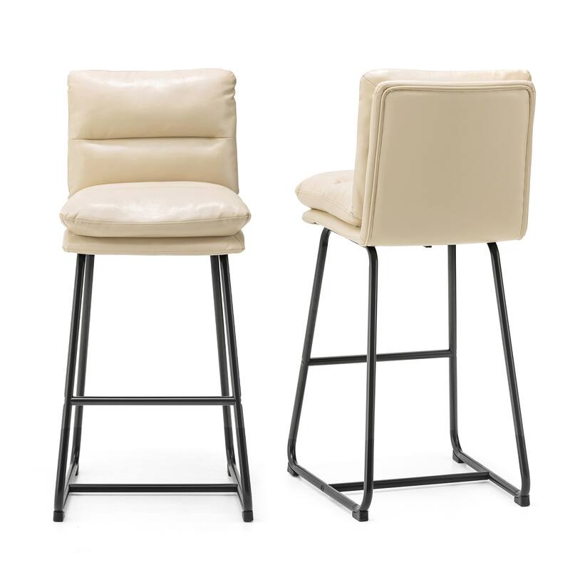 Glitzhome 3-Piece Bar Height Dining Table Set Round Pub Table & Faux Leather Bar Stools