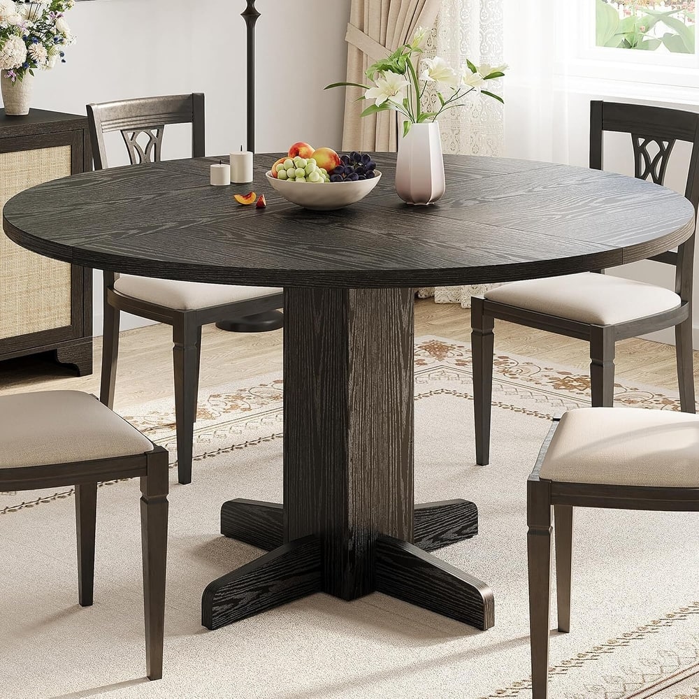 47 Inch Kitchen Round Dining Table for 4-6 People with Pedestal Base (Table Only)