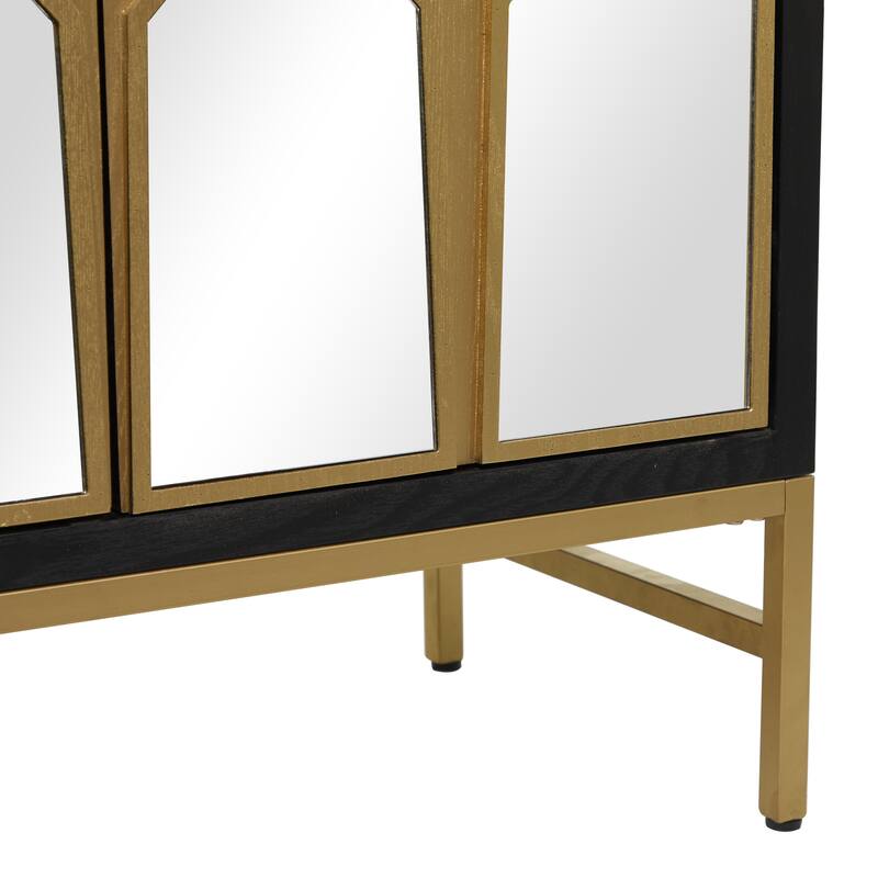 Wooden 3 Drawer Chest with Mirrored Front - Gold or Black - Roche River Decor