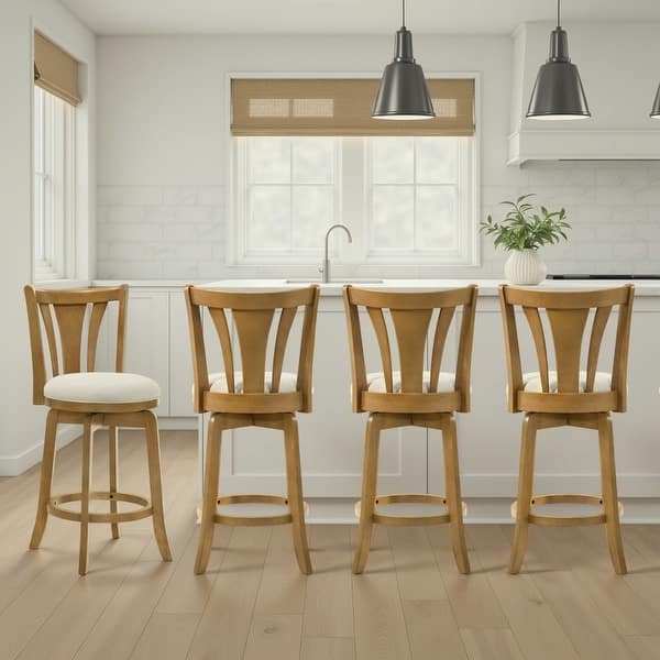 slide 2 of 18, Elle Modern Swivel Bar Stool, Upholstered Counter Height Chair with Wood Frame Set of 4 - Ivory - Counter Height