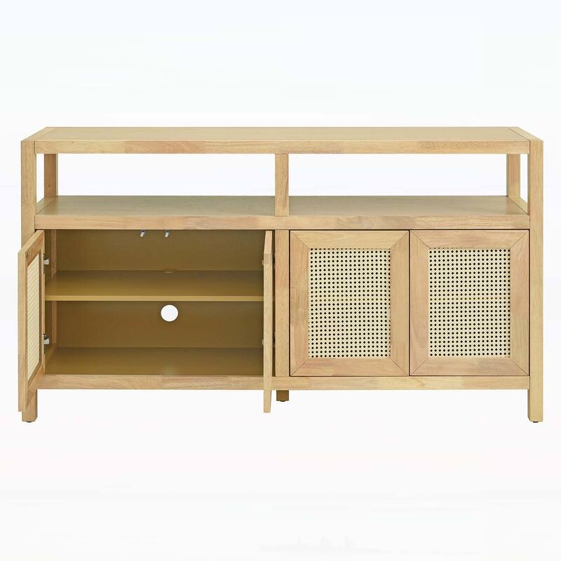 Bohemian-Inspired Rattan Storage Cabinet for Optimal Living and Dining Room Organization
