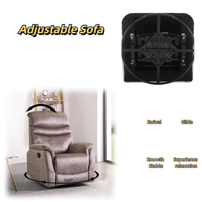 360 Swivel Rocking Recliner Chair Modern Velvet Lounge Chair Adjustable Single Sofa with Lumbar Support