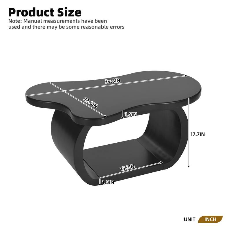 Modern Cloud Coffee Table with Thick Tabletop and Curved Legs, Cream Style Accent Table - 39.3" W × 23.6" D × 17.7" H