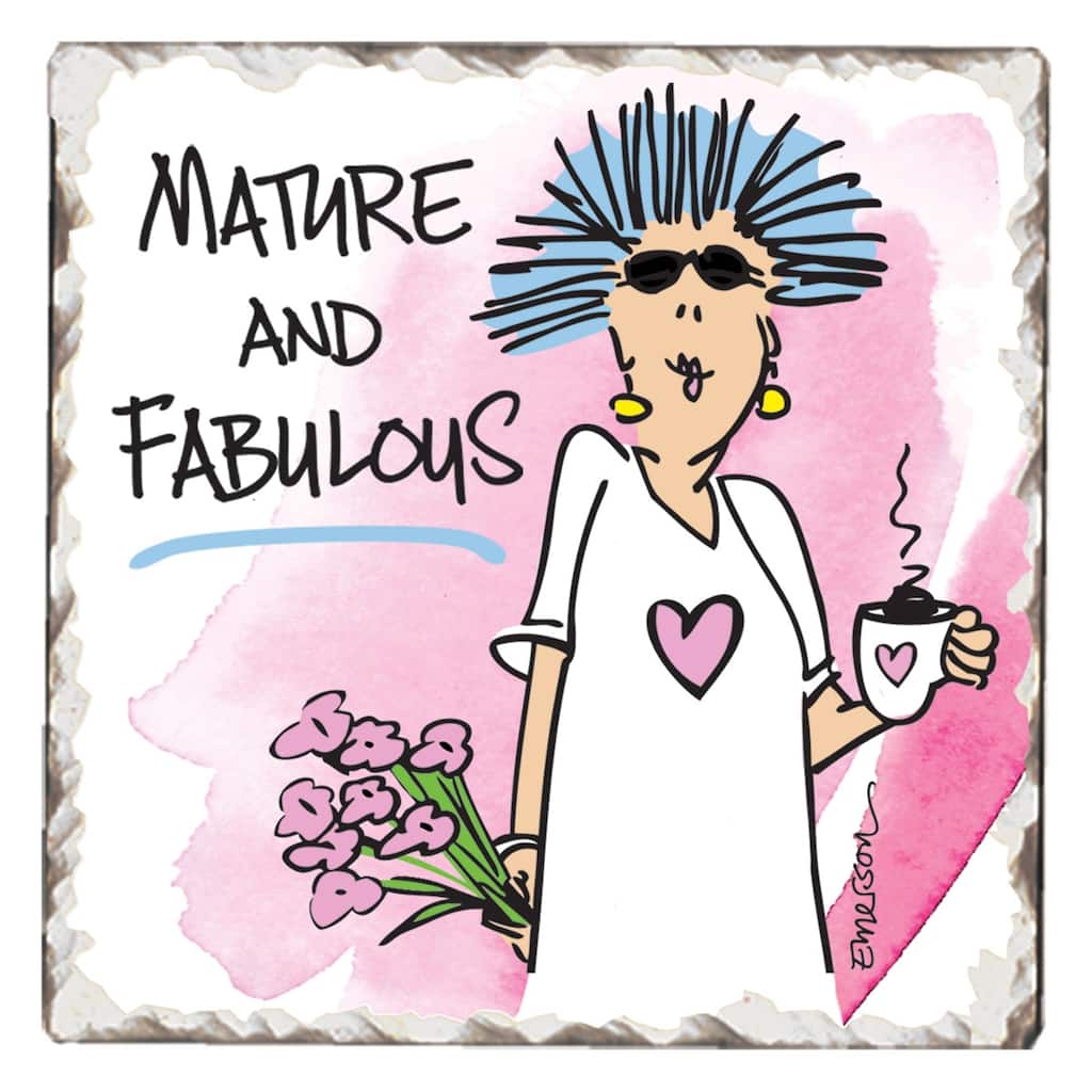 Counterart Absorbent Stone Coasters - Mature & Fabulous - Set of 4 - 4x4x1.094