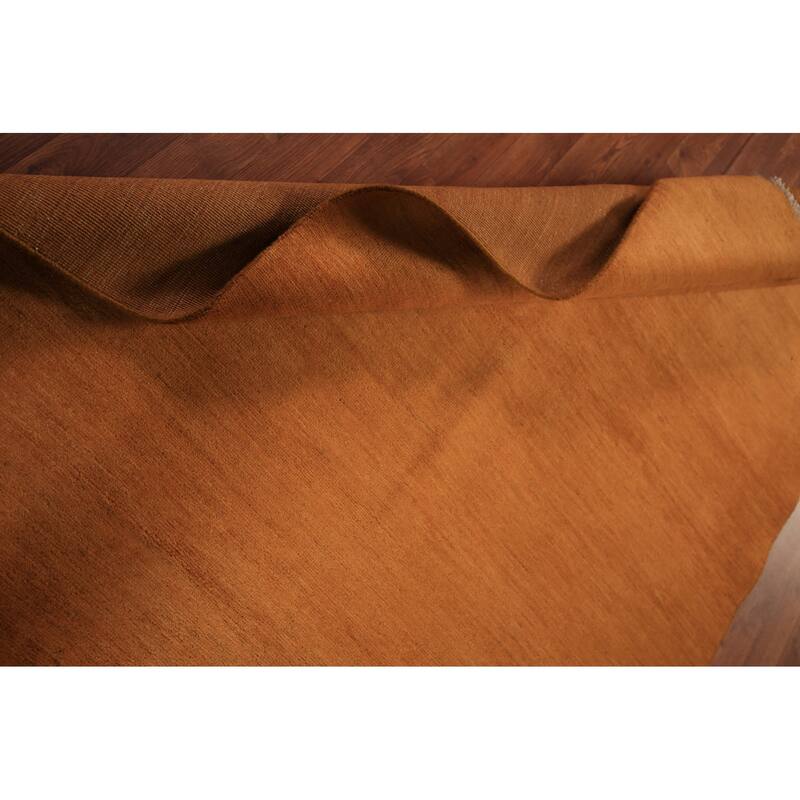 Solid Orange Gabbeh Oriental Area Rug Handmade Wool Carpet - 4'10" x 6'9"