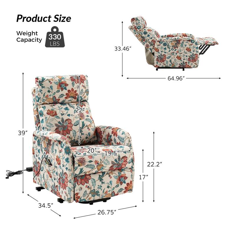 Elisa Power Remote Lift Assist Recliner Set Of 2 with Metal Base