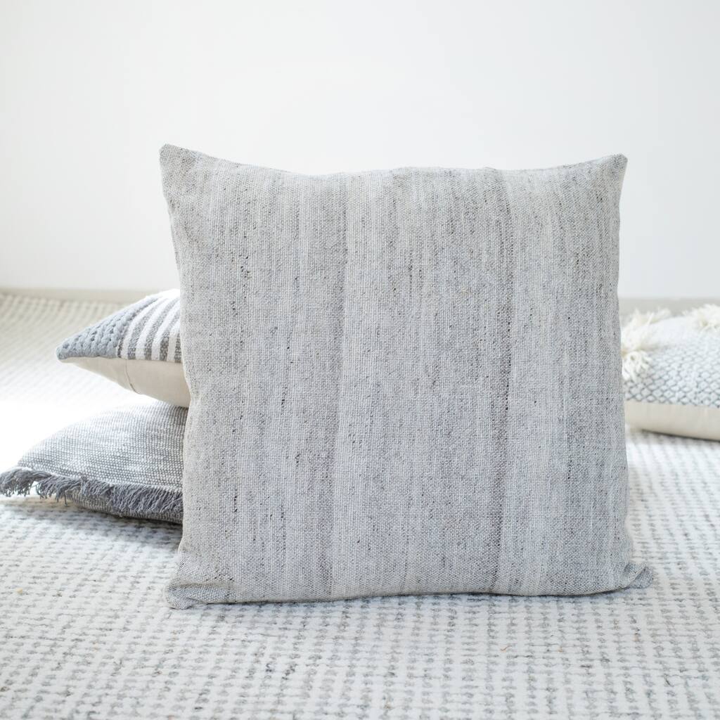 Handwoven Rustic Style Square Throw Pillow - 20" - Gray