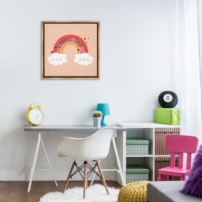 Stupell Choose Joy Happy Rainbow Framed Floater Canvas Wall Art Design By Sarah Hickman