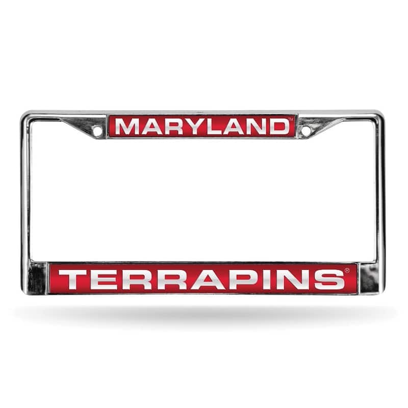Collegiate U of Maryland Red Laser Chrome Acrylic License Plate Wall Frame