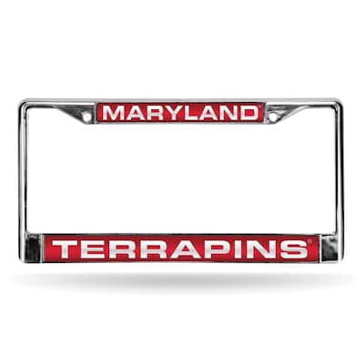 Collegiate U of Maryland Red Laser Chrome Acrylic License Plate Wall Frame