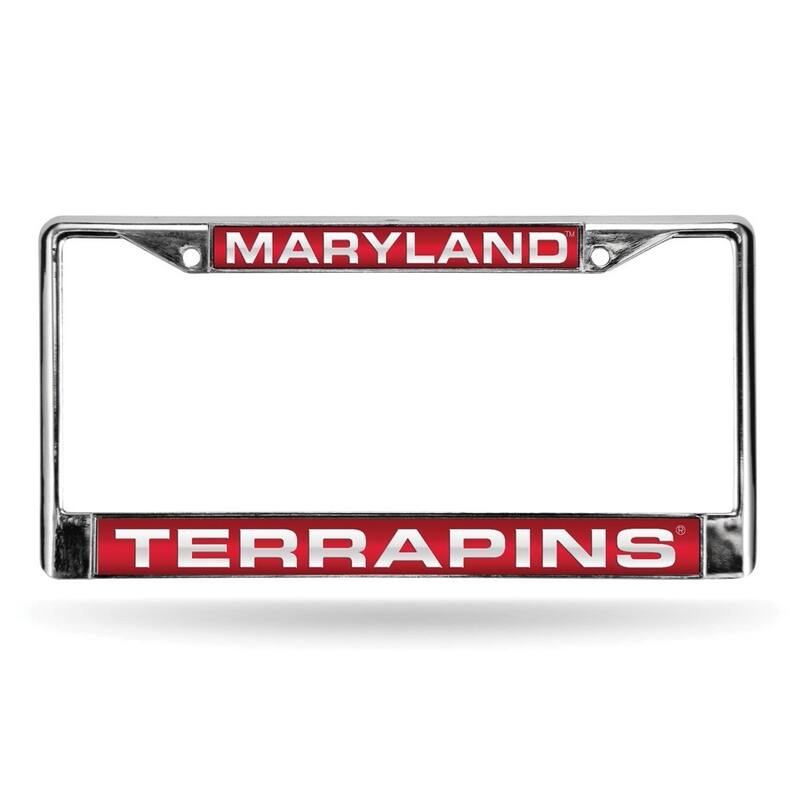 Collegiate U of Maryland Red Laser Chrome Acrylic License Plate Wall