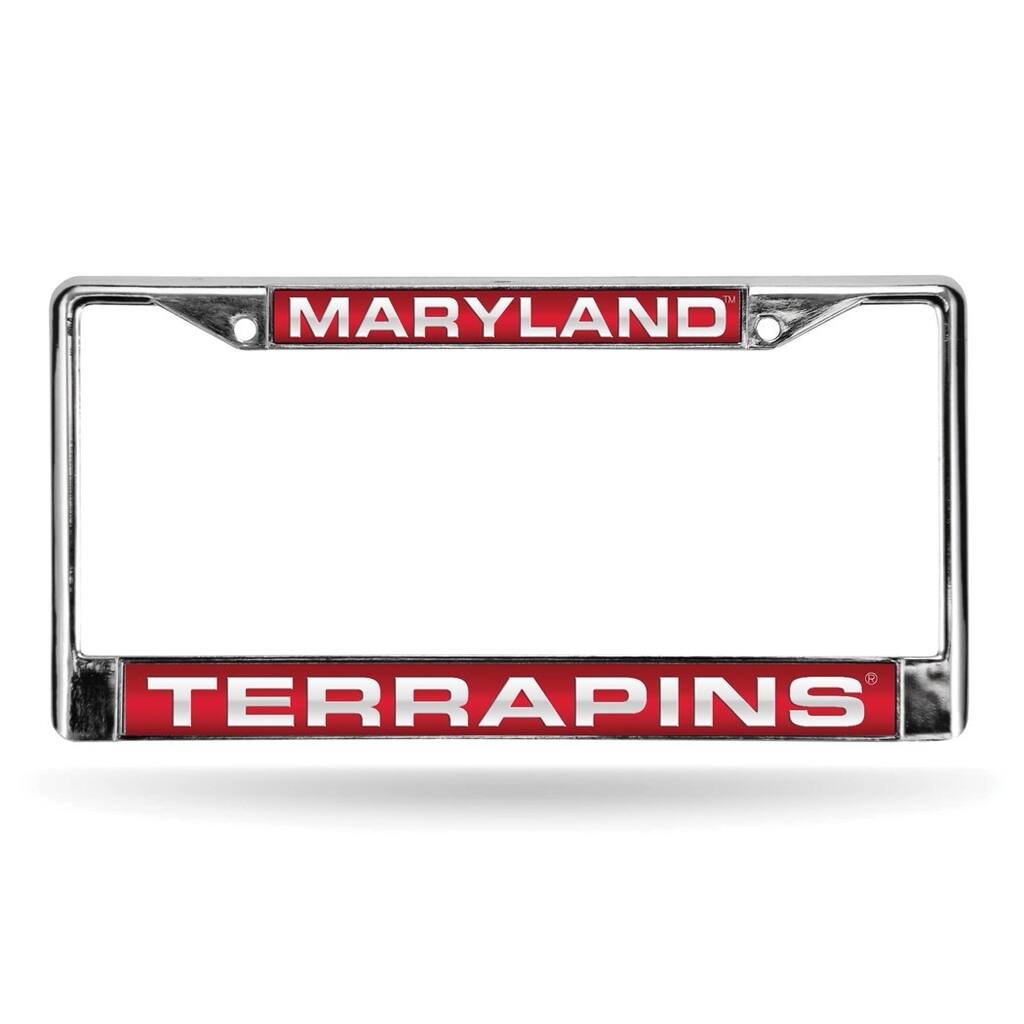 Collegiate U of Maryland Red Laser Chrome Acrylic License Plate Wall Frame