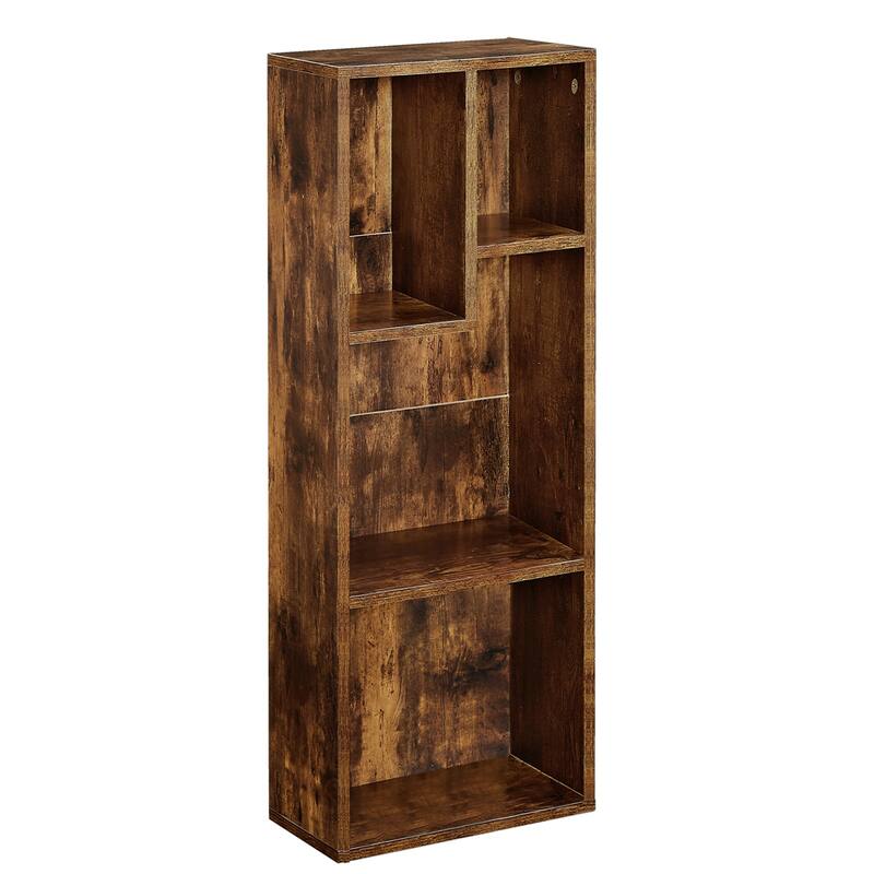 VECELO Wood Organizer Bookcase,Fits Tallest Hardcovers, Customized Storage Display Shelf, Free Standing for Living Room, Bedroom
