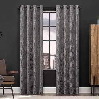 Scott Living Gresham Geometric Total Blackout Grommet Curtain Panel, Single Panel
