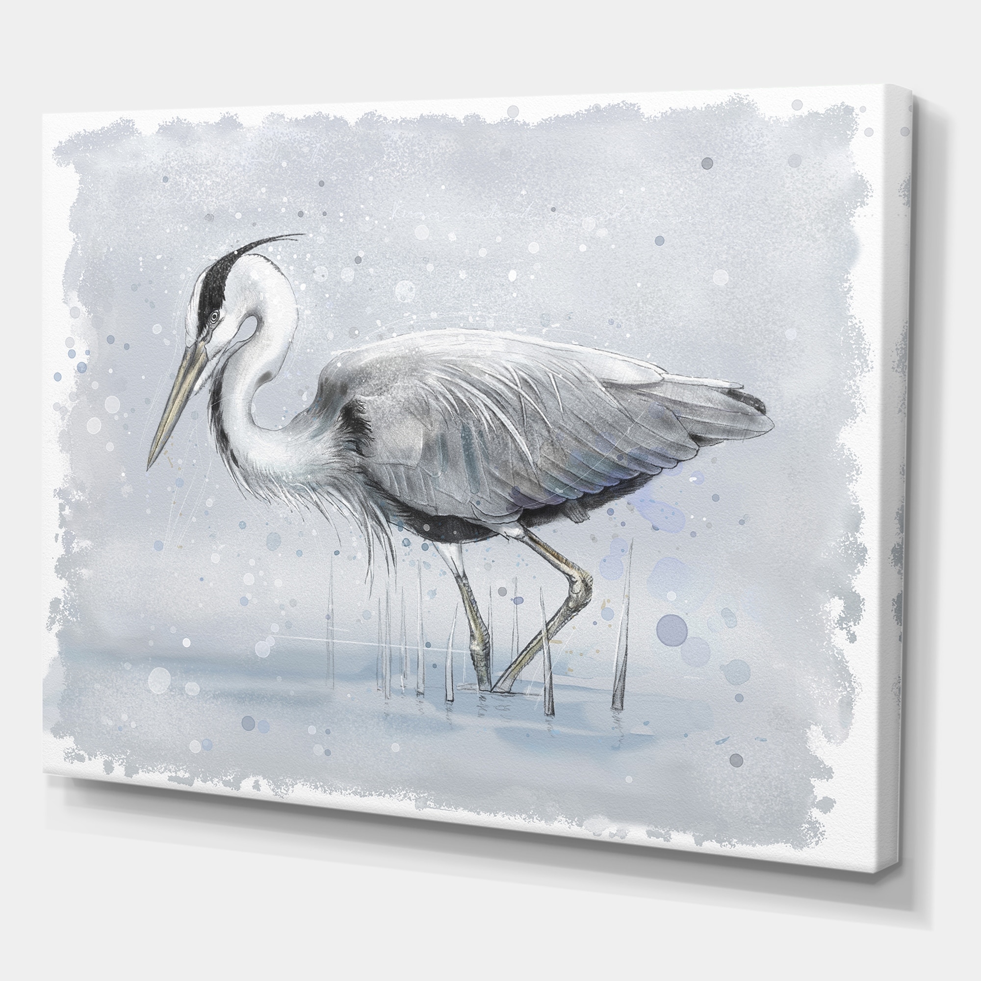 Bright Heron Bird Sketch II Wrapped Canvas Giclee Art Print Wall Art - Wall  Decor - Artwork