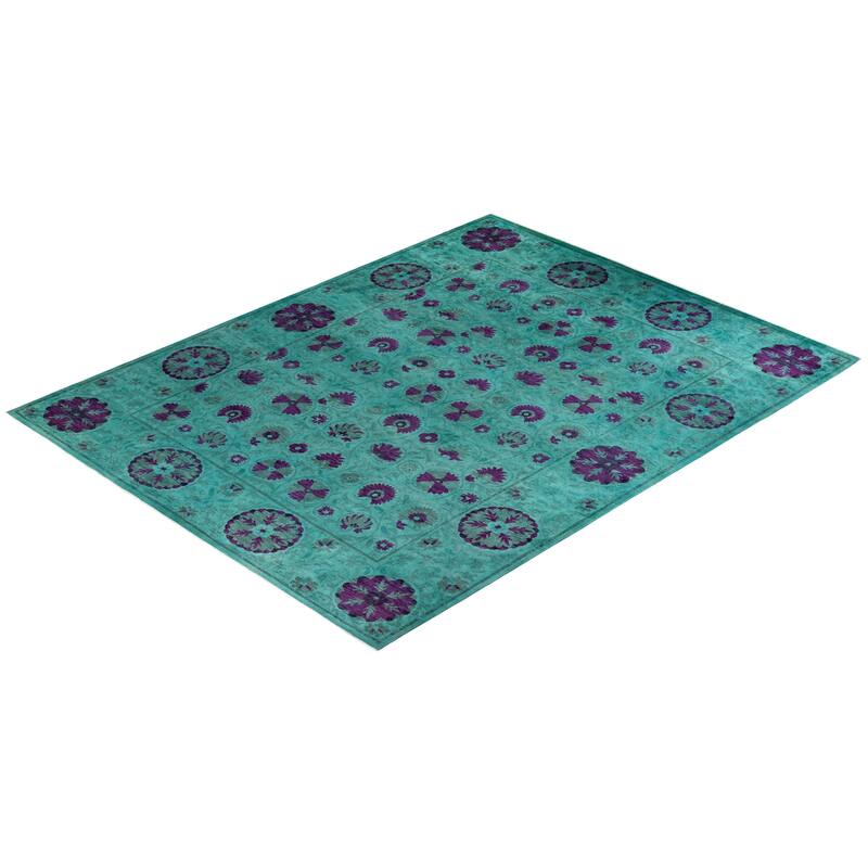 Vibrance, One-of-a-Kind Hand-Knotted Area Rug - Green, 9' 2" x 12' 1" - 9' 2" x 12' 1"
