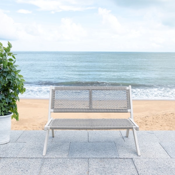 slide 2 of 56, SAFAVIEH Kobina Outdoor Solid Wood Foldable Bench - 45" W x 30" D x 30" H Grey / Grey