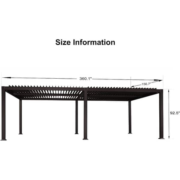dimension image slide 27 of 36, PURPLE LEAF Outdoor Louvered Pergola with Adjustable Metal Roof for Patio Pergola