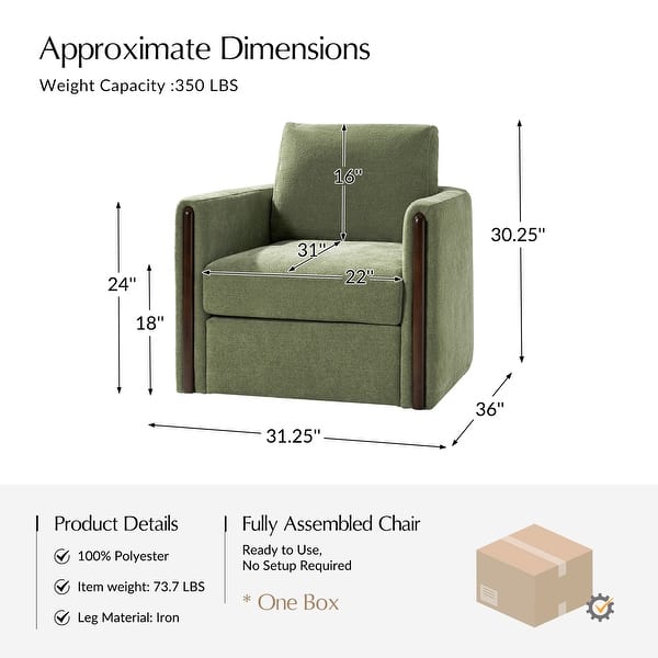 dimension image slide 2 of 3, HULALA HOME Taresa Modern Barrel-Shaped Rotatable chair