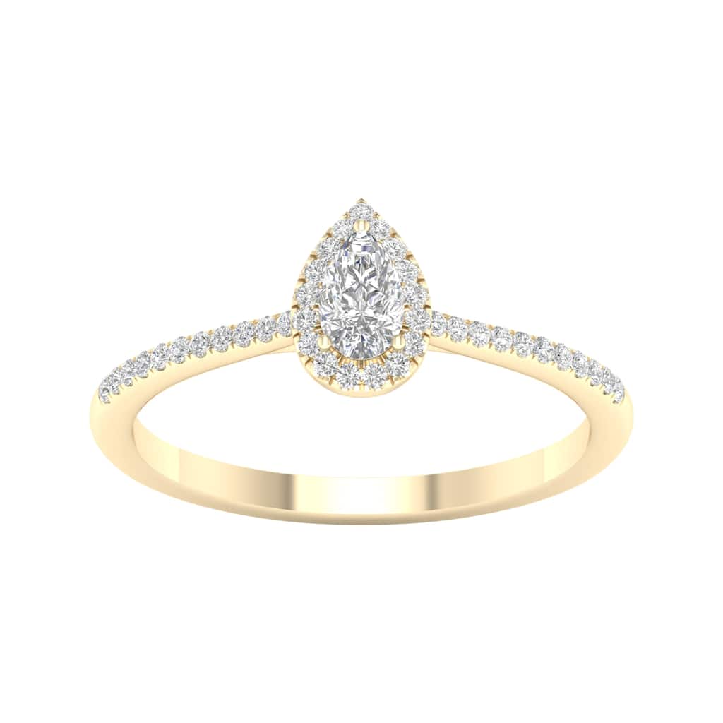 1/3ct TDW Pear Diamond Halo Engagement Ring in 10k Gold for Women