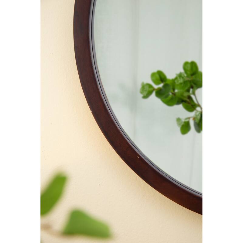 20" x 20" Circle Wall Mirror with Wooden Frame and Black Finish