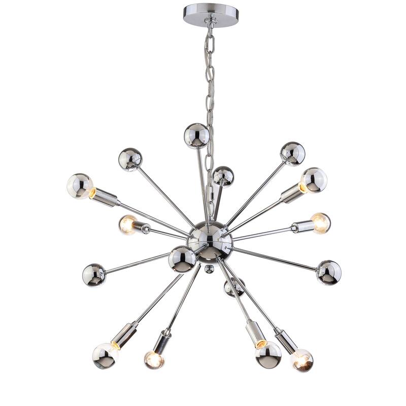 Caleb 8-Light 22.5" Metal Sputnik-Style LED Chandelier, Chrome by JONATHAN Y