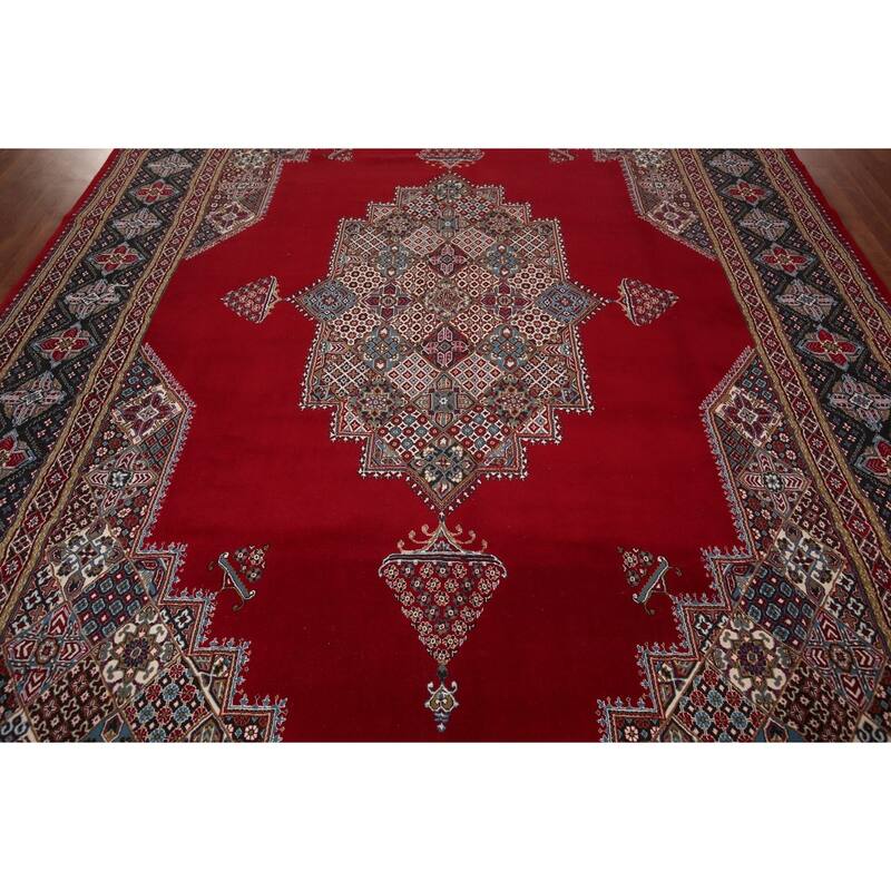 Geometric Red Kashan Turkish Rug Machine Made Carpet - 9'9" x 13'3"