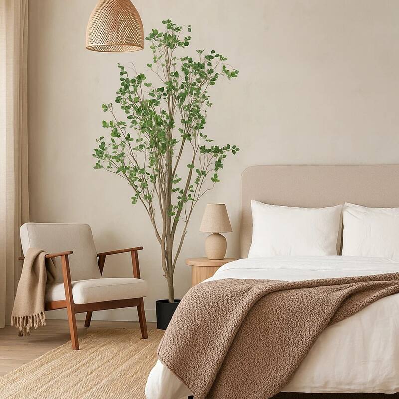 Deso Artificial Milan Leaf Bonsai, Rich Green Oval Leaves 71 Inch