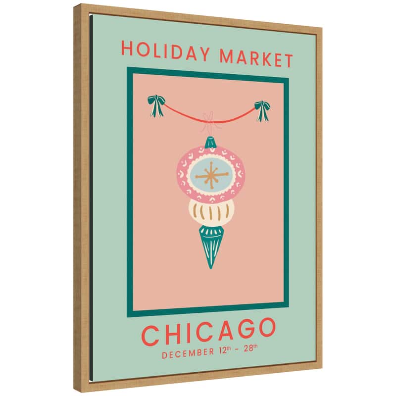 Kate and Laurel Sylvie Framed Canvas Chicago Christmas Market by Leonora Jennifer Benza - Brown