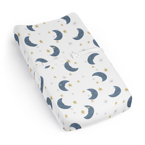 slide 2 of 6, Sweet Jojo Designs Moon and Star Boy, Girl, Unisex/Gender Neutral Changing Pad Cover Sheet - Watercolor, Celestial, Outer Space