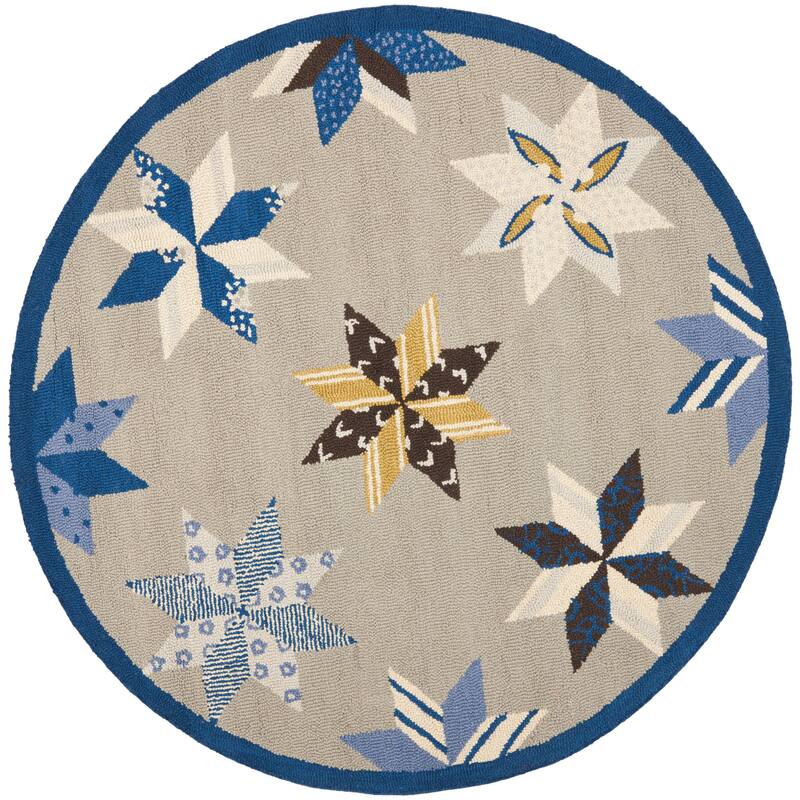 Martha Stewart by SAFAVIEH Lemoyne Star Wool Rug - 6' Round - Azurite Blue