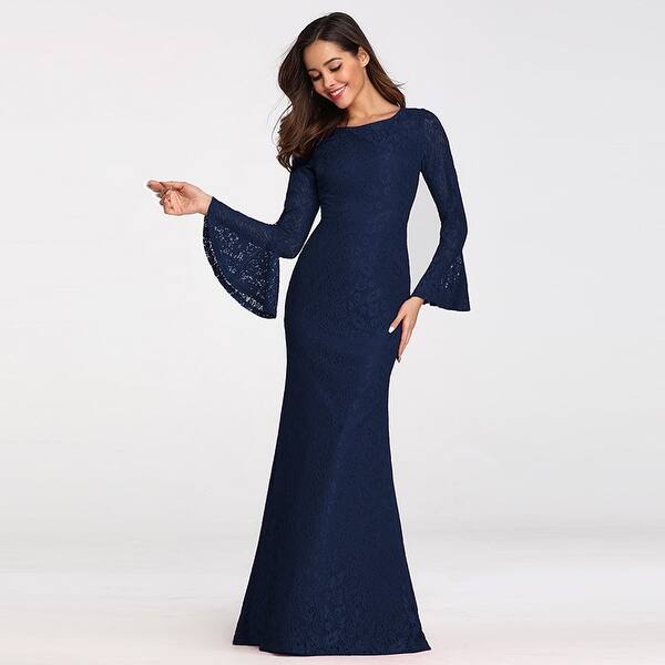 Shop Ever Pretty Lace Mermaid Flare Long Sleeve Evening Party Dresses For Women 07798 Overstock 28308549