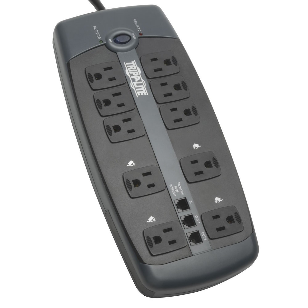 Tripp Lite Tlp1008tel 2395 Joules 10-Outlet Surge Protector 8 Ft. Cord W/Right-Angle Plug