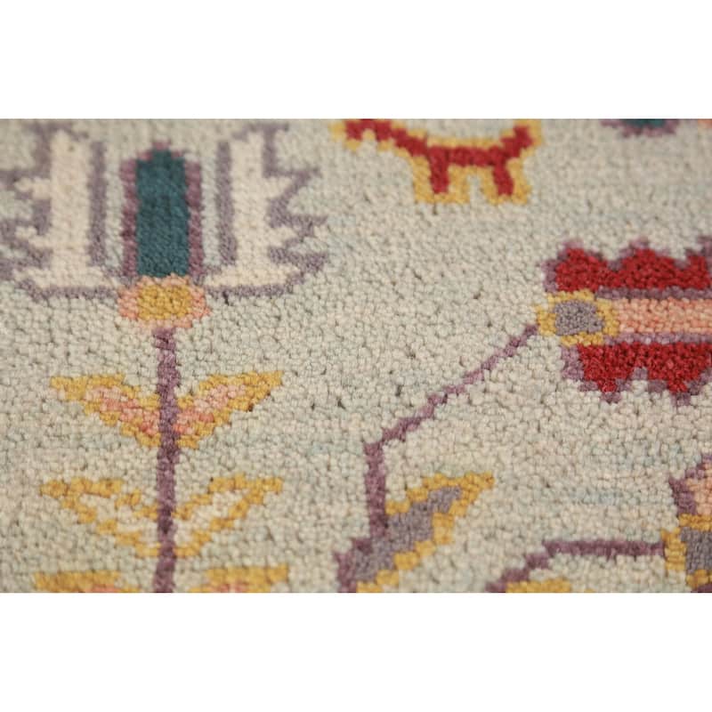 Hand Knotted Oriental 100% Wool Carpet Transitional All-Over Green Oushak Runner Rug - 7' 10'' X 2' 6''