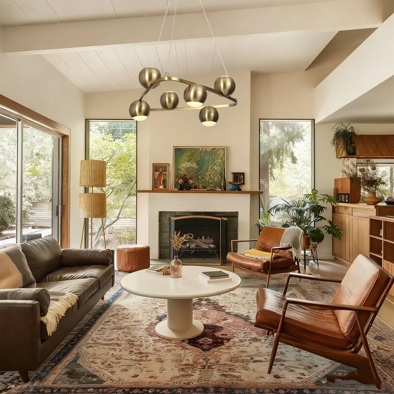 Modern Glam 6-Light Gold Brass LED Chandelier Metal Pendant Light with Dome Shades