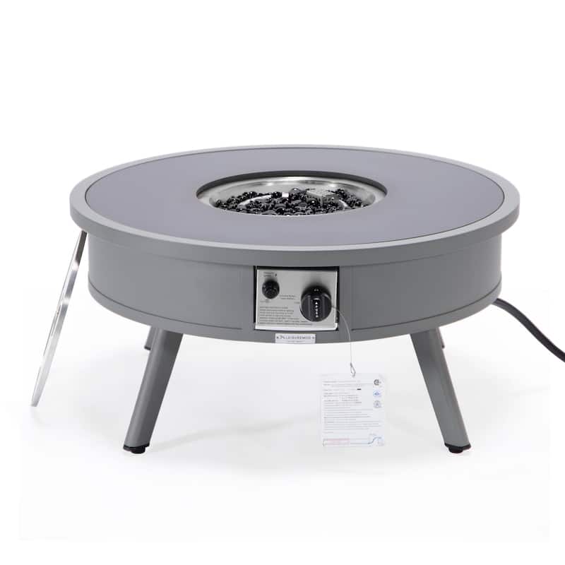 Leisuremod Walbrooke Modern Outdoor Patio Round Fire Pit Table for Porch Backyard Deck - 29