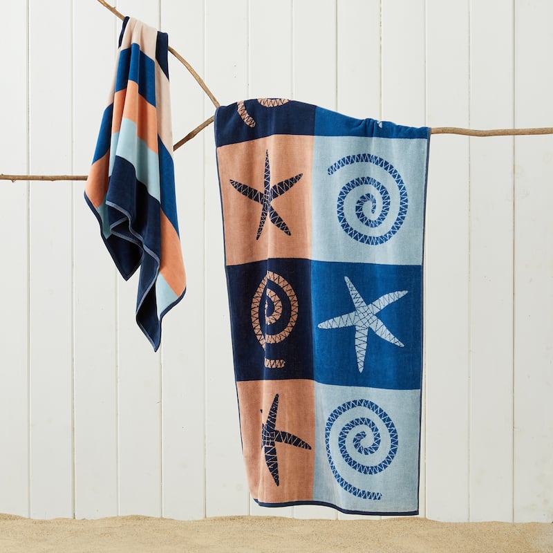 Linery & Co. 100% Cotton Jacquard 2 Pack Summer Beach Towels