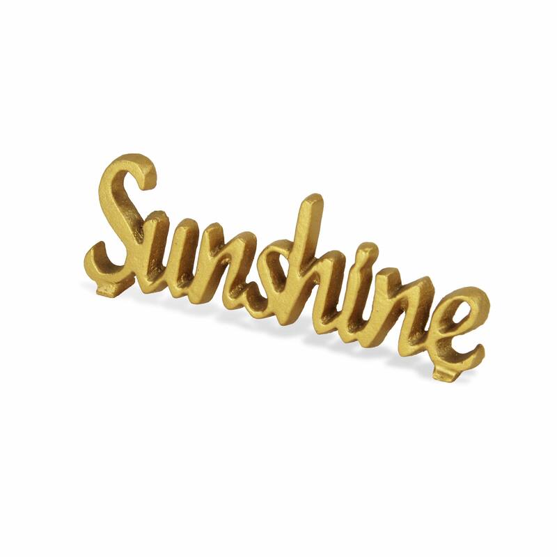 HomeRoots 3" Gold Cast Iron Hand Painted Sunshine Sculpture - 3" H x 8.5" W x 0.75" D