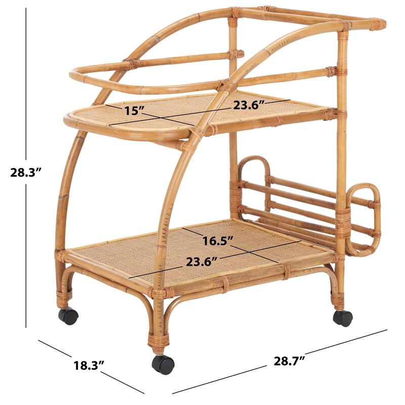 SAFAVIEH Texas 2-Tier Bar Cart - 29" W x 18" D x 28" H - 29Wx18Dx28H