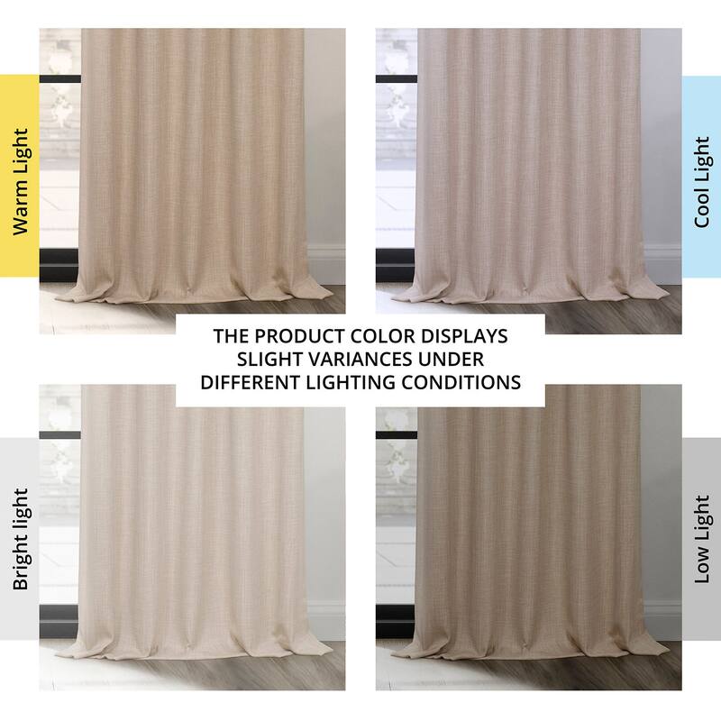 Exclusive Fabrics French Pleated Textured Faux Linen Room Darkening Curtains for Bedroom & Living Room Curtains (1 Panel)