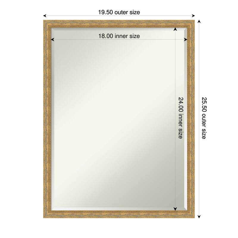 Mila Half-Inch-Bevel Wood Framed Wall Mirror - 20 x 26 in - Mila Dark Gold