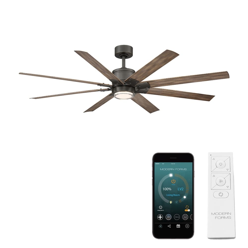 Renegade Indoor and Outdoor 8-Blade Smart Ceiling Fan 52in with 3000K LED Light Kit and Remote Control with Wall Cradle - 52