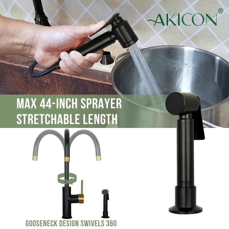 One-Handle Widespread Kitchen Faucet with Side Spray