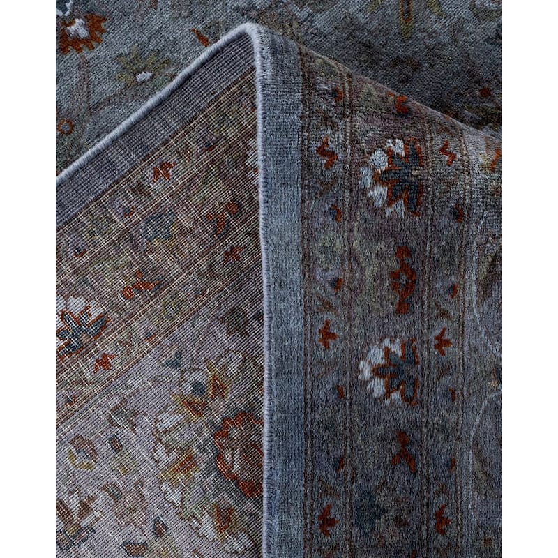 Overton Hand Knotted Wool Vintage Inspired Modern Contemporary Overdyed Gray Area Rug - 10' 1" x 14' 4"