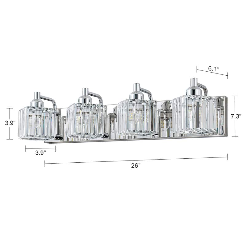 Dimmable Square Bathroom Crystal Vanity Light Wall Sconces