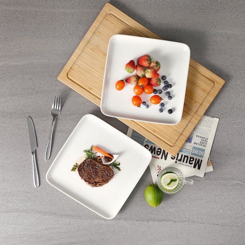 MALACASA Ivy Series Porcelain Square 4-Piece Plates