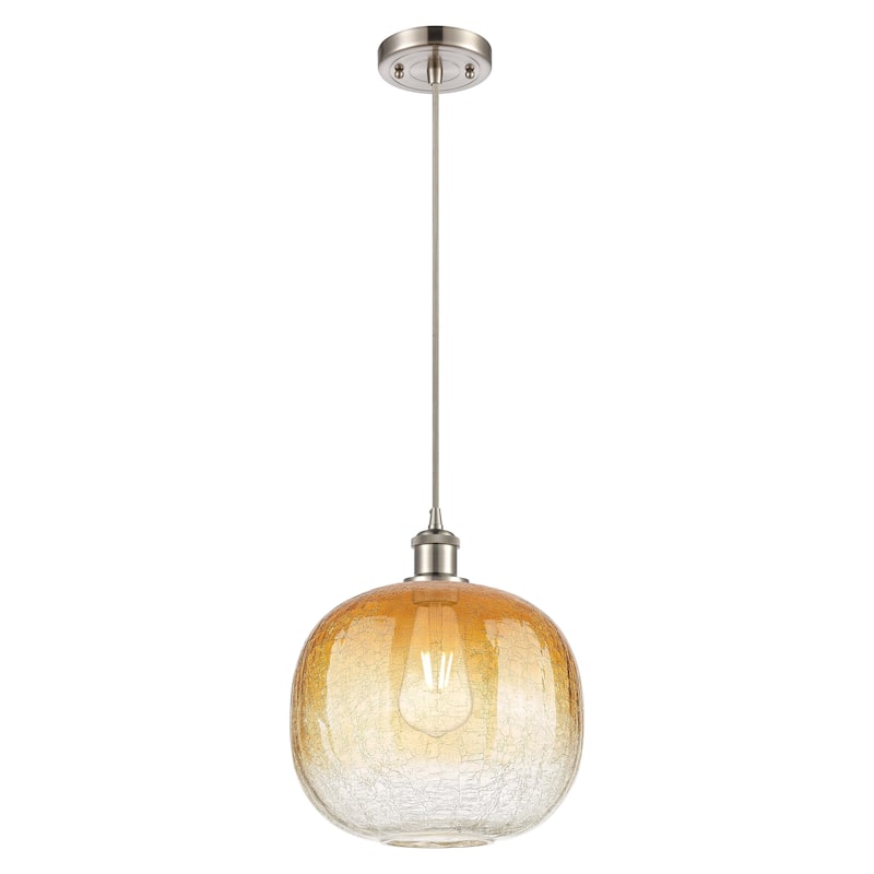 Innovations Lighting Endless Possibilities Ballston - Brookhaven Sphere - 1 Light 11" Cord Hung Mini Pendant - Amber/Brushed Satin Nickel